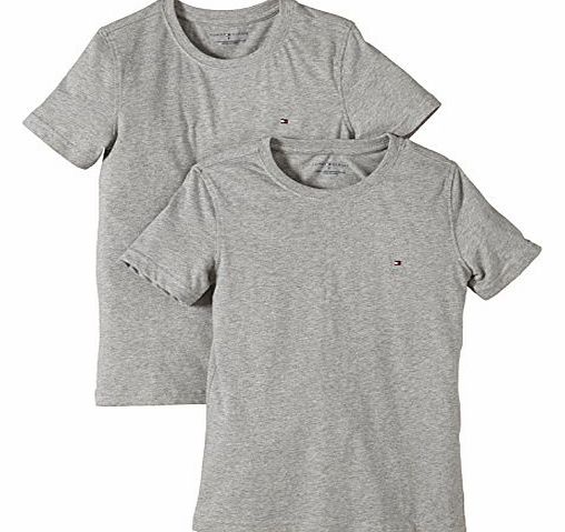 Tommy Hilfiger Boys E557124546 2 Pack Cotton Crew T-Shirt, Heather Grey, 12 Years