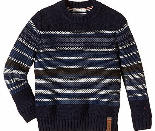 Tommy Hilfiger Boys E557124613 Emmanuel Cn Sweater L/S Jumper, Black Iris PT, 16 Years (Manufacturer Size: 16)