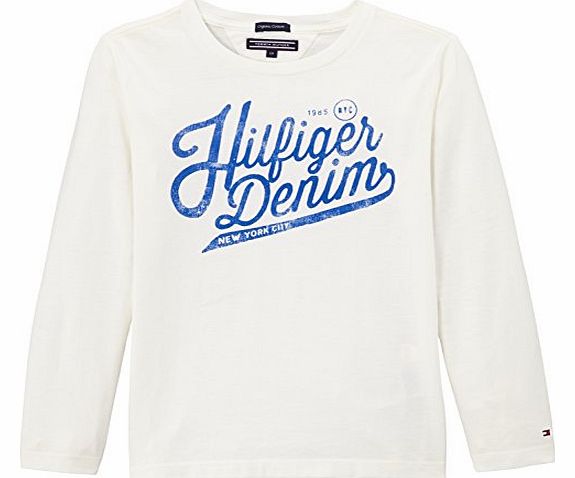 Tommy Hilfiger Boys Federer Cn Tee L/S T-Shirt T-Shirt, White (Snow White Pt), 8 Years (Manufacturer Size: 8)