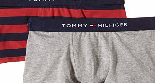 Tommy Hilfiger Boys RUGBY STRIPE TRUNK 2 PACK Striped Boxer Briefs, Multicoloured (Lipstick Red-Pt 649), 10 Years (Manufacturer Size: 10)