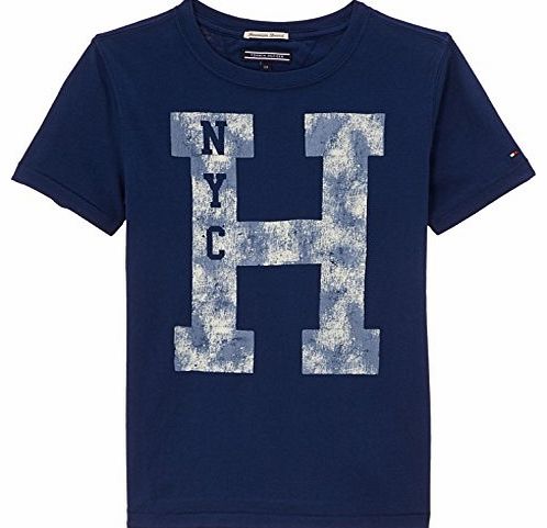 Tommy Hilfiger Boys Sine Cn Short Sleeve T-Shirt, Blue (Estate Blue/Peacoat), 7 Years
