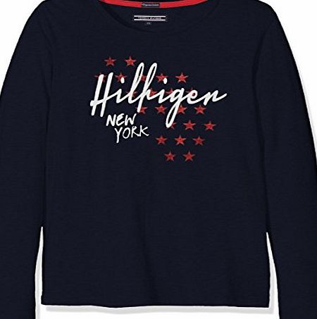 Tommy Hilfiger Girls Iconics CN Knit L/S T-Shirt, Blue-Blau (Navy Blazer 431), 12 Years