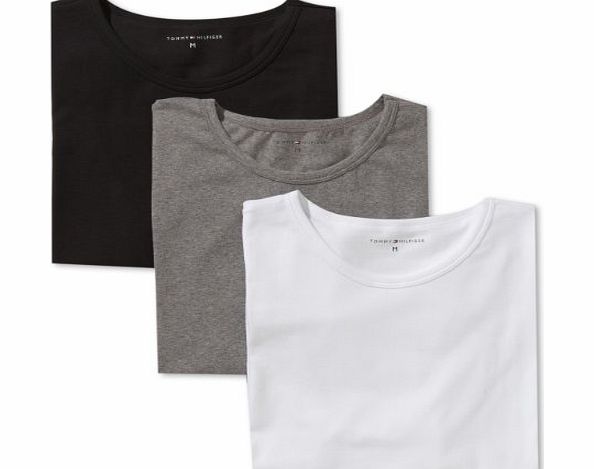 Tommy Hilfiger Stretch CN Short Sleeve 3Pack Mens T-Shirt Multi/Bright White/Caviar/Grey Heather Large