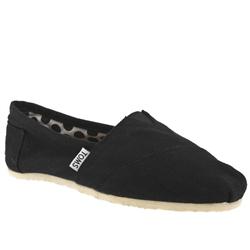 Toms Female Womens Classic Slip Fabric Upper Low Heel Shoes in Black, Navy and White, Stone