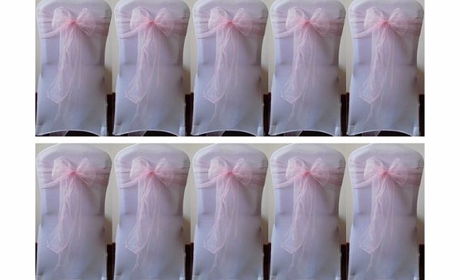 TOOGOO(R) 10 Pink Organza Chair Cover Sashes Bow for Wedding Party Birthday Decor