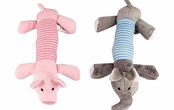 TOOGOO(R) 2 Dog Pet Puppy Chew Squeaker Squeaky Plush Sound Pig Toys