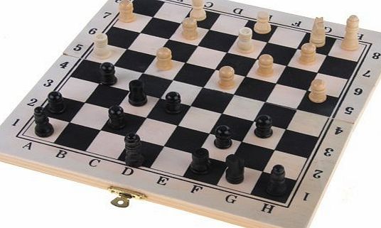 TOOGOO(R) Foldable Wooden Chessboard Travel Chess Set with Lock and Hinges--Ivory and Black Chess Pieces
