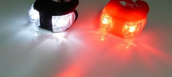 TOOGOO(R) LED Clip-On Silicon Band Bicycle Lights - Black red