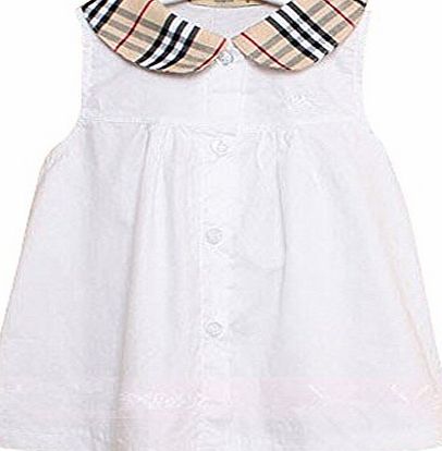 TOOGOO(R) New girlss plaid dresses fashion designer clothing summer dress for kids, baby girls clothing cotton princess dress 13-18month White