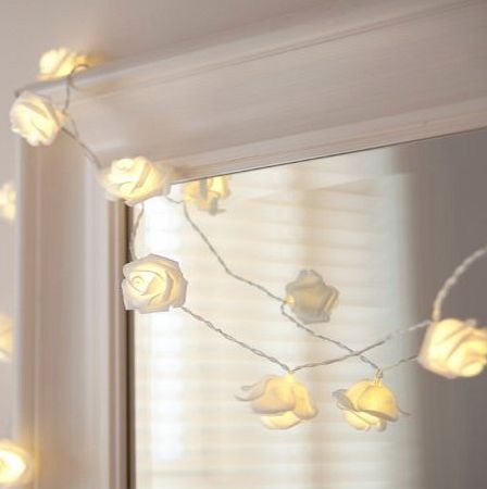 ToolsOnline 20 Warm White LED Battery Operated Rose Flower Fairy Lights, Clear Cable, 1.9m
