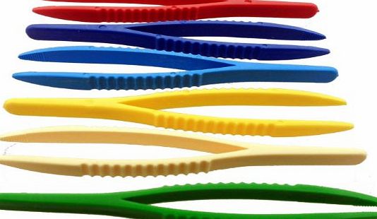 TOOLUSA  6pc 6 Color Plastic Tweezer Set With Textured Handle: TJ-28278