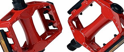 TOP-MAX 9/16`` Bicycle Pedals for Mountain MTB Bike Cycling Flat Platform Alloy Red