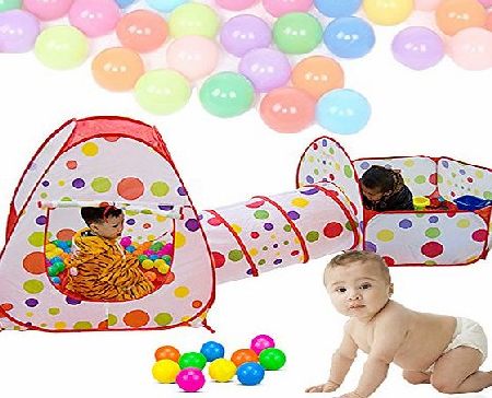 TOPFIRE Play Tent, Play House Cubby-Tube-Teepee Indoor Pop up Tent 3 in 1 Outdoor Gamehouse Toy Hut Easy Fold Ball Tent with Basketball Hoop (Play Tent   Ball Pit   Tunnel)