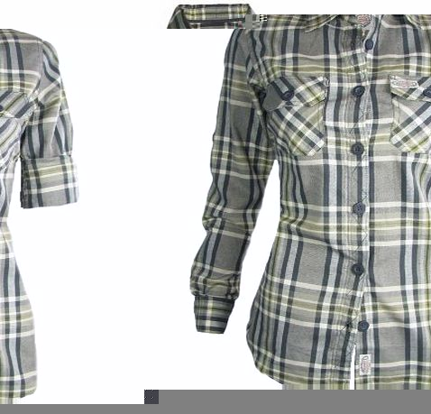 TopsandDresses Ladies Checked Shirts Fitted Check Blouses GREY UK 6 EU 34