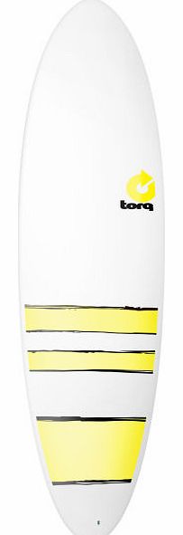 Fun White/ Yellow Bands Surfboard - 7ft 2