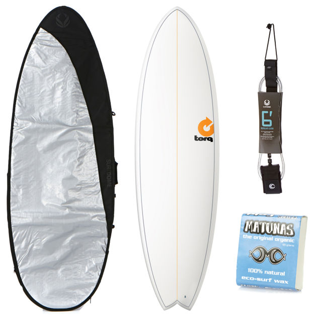 Torq White   Pinline Fish Surfboard Package -