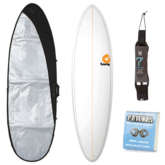 Torq White   Pinline Fun Surfboard Package - 6ft 8