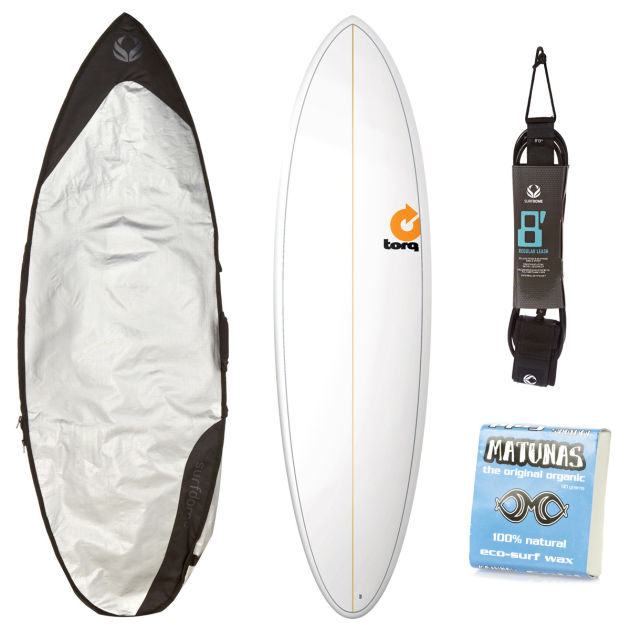 Torq White   Pinline Fun Surfboard Package - 7ft 2
