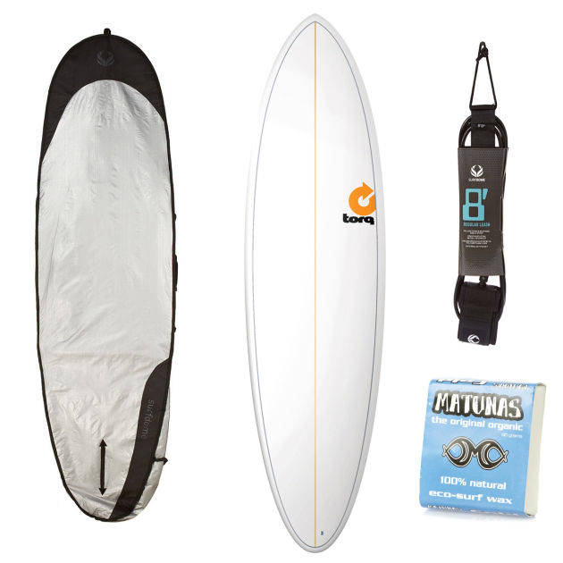 Torq White   Pinline Fun Surfboard Package - 7ft 6