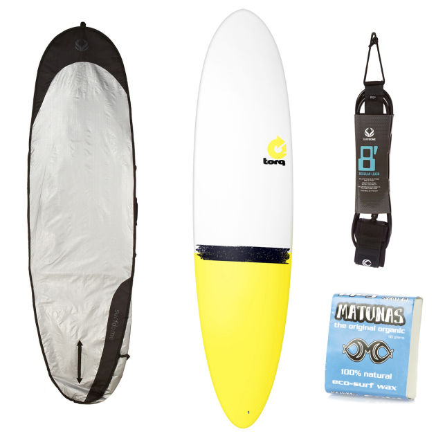 Torq White   Yellow Tail Fun Surfboard Package -