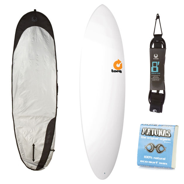 Torq White Fun Surfboard Package - 7ft 6