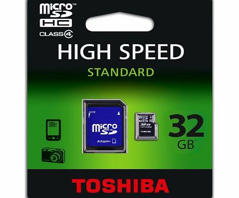 Toshiba SD-C32GJ(BL5A 32GB Class 4 HS Standard MicroSD plus Adapter