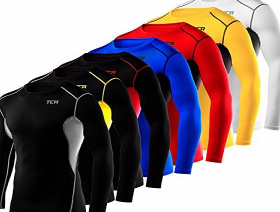 Total Compression Advanced Mens amp; Boys TCA HyperFusion Compression Base Layer Top Long Sleeve Under Shirt - Black/Grey Medium