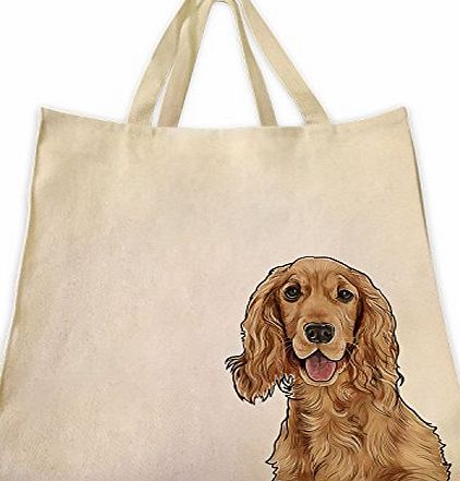ToteTails Cocker Spaniel Dog Extra Large Eco Friendly Reusable Cotton Canvas Twill Shopping Handbag and Tote Bag