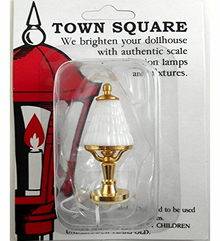 Town Square Miniatures Dolls House Miniature 1:12 Scale Electric Lighting Brass Bedside Lamp