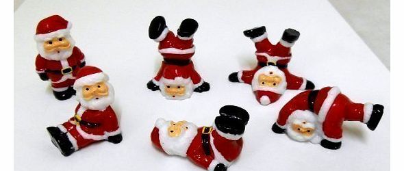 Town Square Miniatures Dolls House Miniature Christmas Acccessory Set of 6 Tumbling Santas Father Xmas