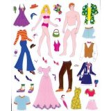 Sheet of Fashion Doll Stickers
