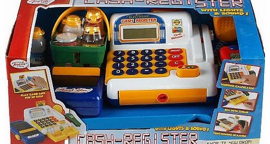 Cash Register Toy Till - Lights, Sounds, Play Money, Food And Scanner