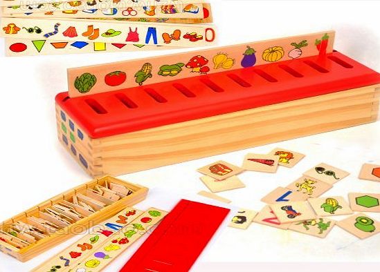 Toys of Wood Oxford Wooden Sorting Box with Sorting Lid - 99 pieces- 8 Categories Total 80 Objects