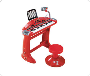 Superstar Cool Keyboard And Stool - Red