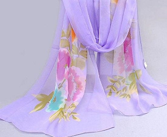 TR.OD Chinese Traditional Soft Chiffon Wrap Shawl Blanket Scarf Stoles Pashmina Purple