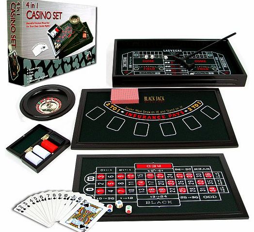 4 in 1 Casino Game Table Roulette, Craps, Poker, BlackJack