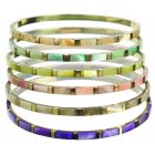 Traidcraft Mother of Pearl Brass Bangles x 6