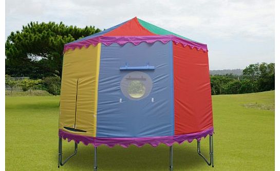 10 Ft Trampoline Tent with 6 Poles - Circular Circus Style & Fits Over Existing Trampoline Enclosure