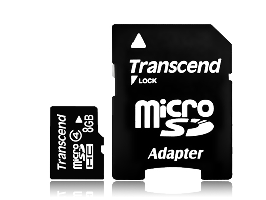 8GB microSDHC Card and SD Adapter (Class 4)