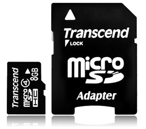 Transcend Micro Secure Digital High Capacity (MicroSDHC) Memory Card - 8GB - Class 4