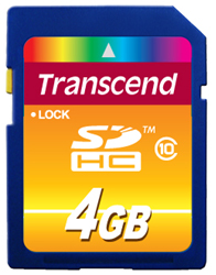 Transcend Secure Digital Card SDHC Class 10 - 4GB