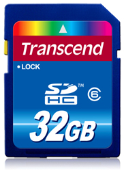 Transcend Secure Digital Card SDHC Class 6 - 32GB