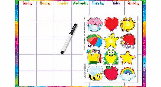 TREND ENTERPRISES INC. Reusable / Wipe-Off, Colourful Monthly Wall Calendar With Cling Images amp; Pen
