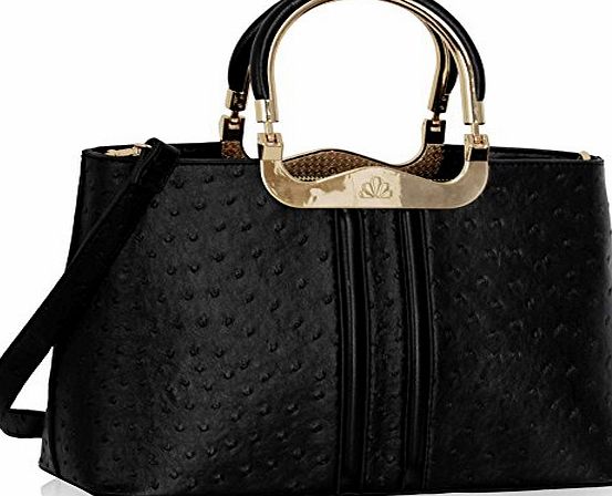 TrendStar Ladies Designer Handbags Ostrich Womens Shoulder Bags Tote Shoulder Celebrity (Brown Ostrich Bag)