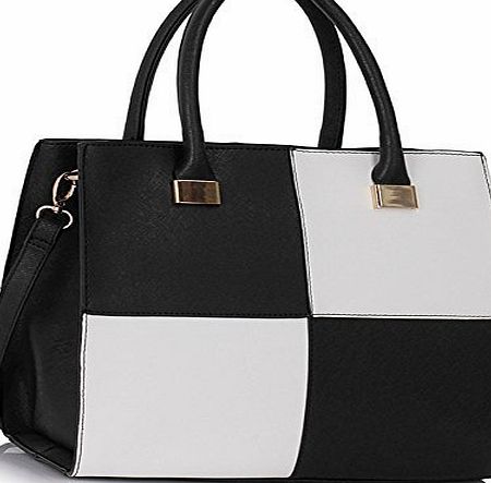 TrendStar New Womens Black Designer Shoulder Bags Ladies Fashion Handbags Tote Faux Leather Celebrity Style