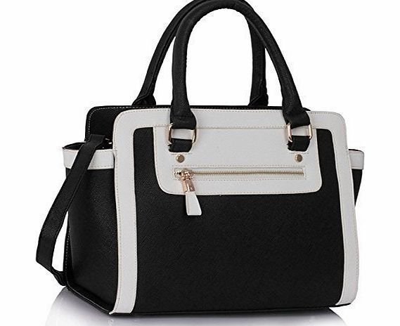 TrendStar Womens Black Leather Handbag New Ladies Shoulder Bags Tote Designer Style Celebrity Faux Leather