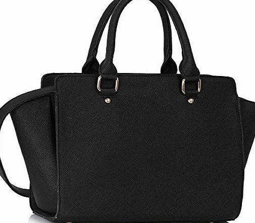 TrendStar Womens Fashion Tote Shoulder Bags Ladies Large Designer Faux Leather New Handbag (Y - Black)