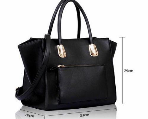 TrendStar Womens Handbags Designer Ladies Shoulder Bag Faux Leather Front Pocket Tote New Fashion Celebrity Style Large