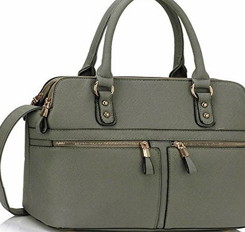TrendStar Womens Handbags Ladies Designer Shoulder Bag Faux Leather 3 Compartments Tote New Celebrity Style Large