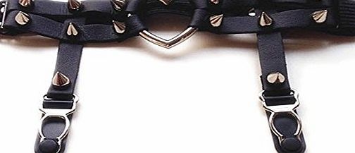 Trendyline Women Sexy Strap Heart Rivet Garters Elastic Stud Leg Punk Fashion Nightclub Adjustable Suspenders Garter Belt